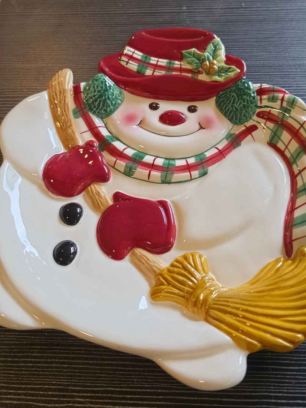 Fitz and Floyd Festive Red & Green Snowman Serving Platter